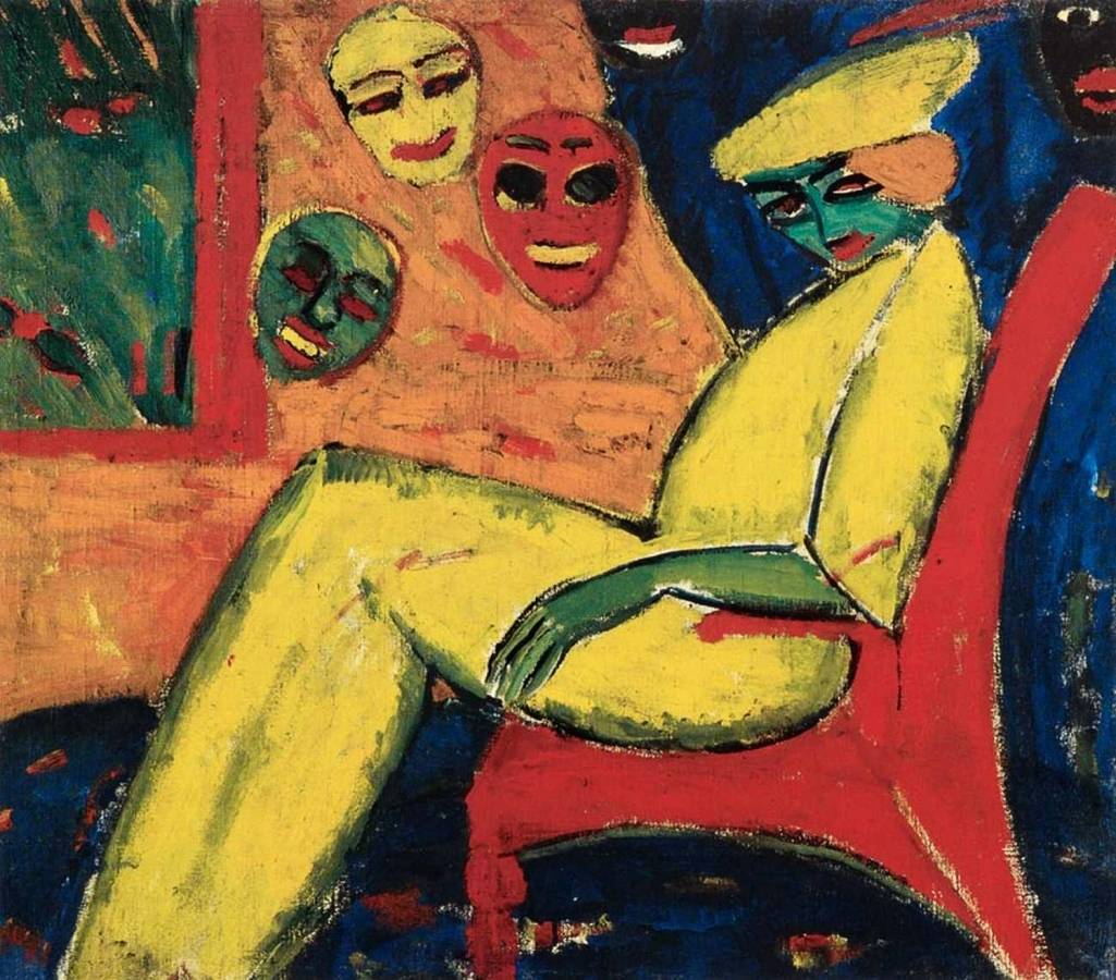 Герман Штеннер. Дама с масками.1913