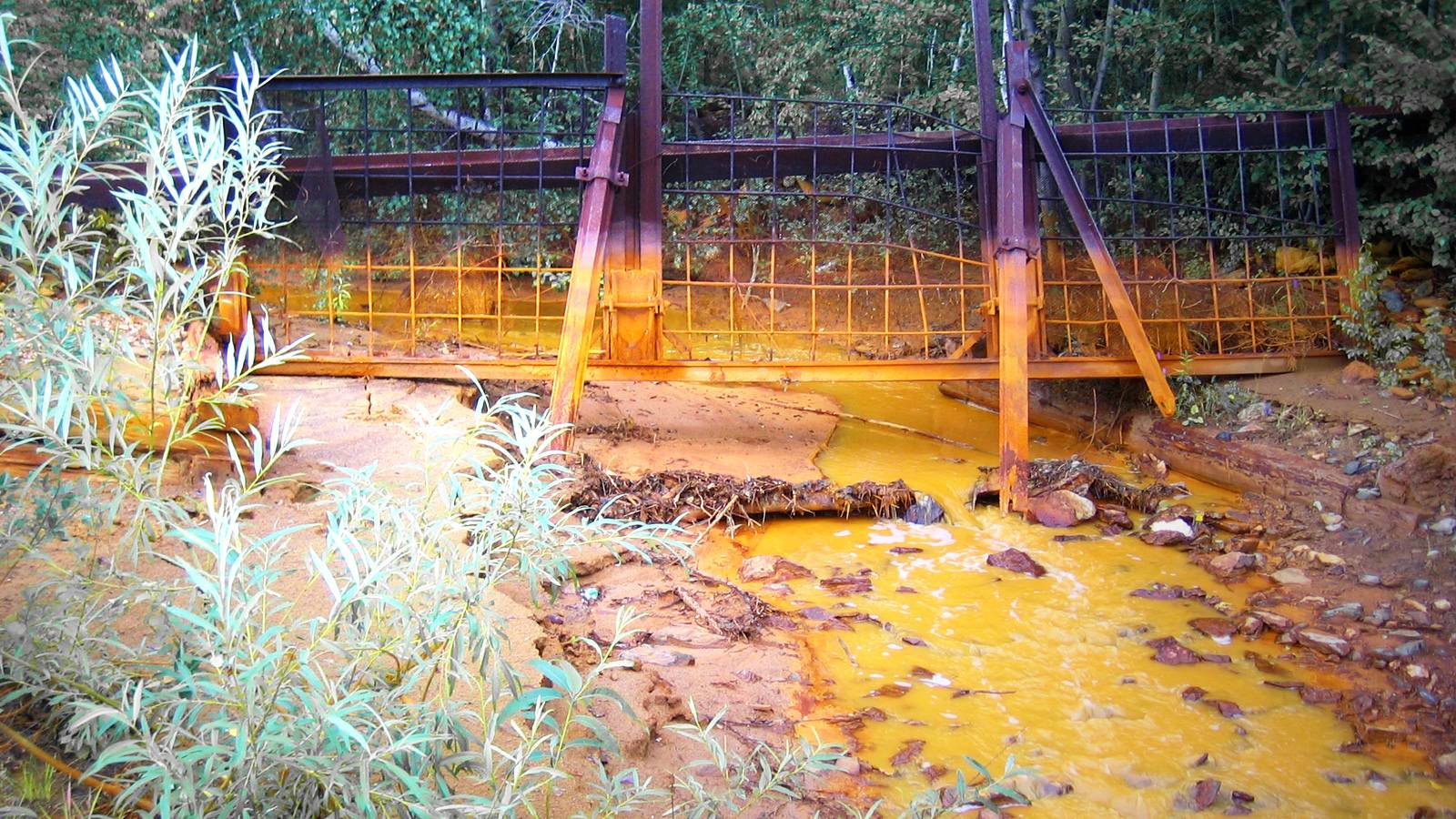 Слив отходов из отстойника в реку Тагил