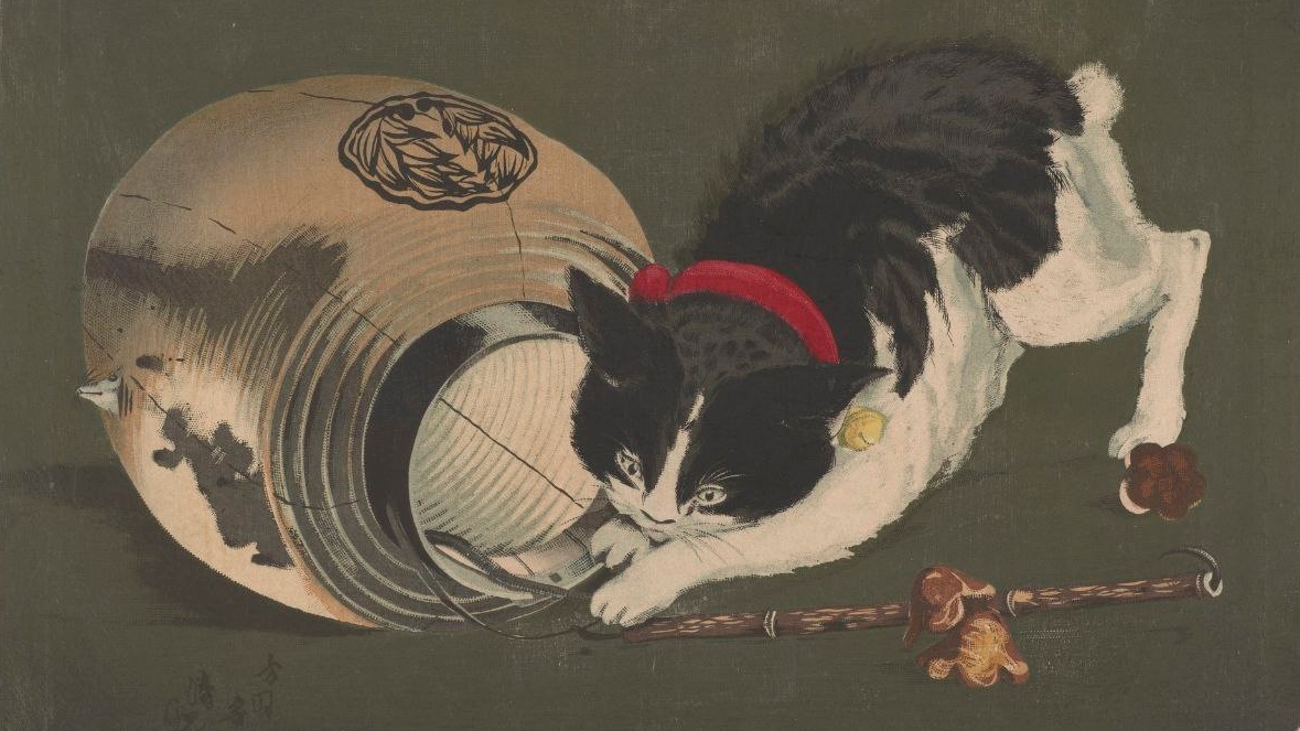 Кобаяси Киётика. Игры с японским бумажным фонариком. Фрагмент гравюры. 1877 — 1881
