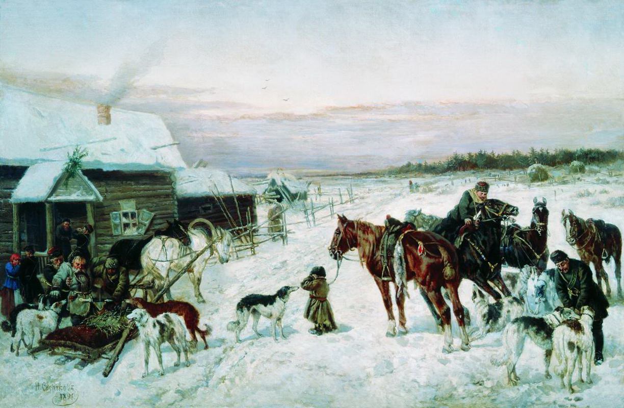 Николай Сверчков. У кабака зимой. 1891