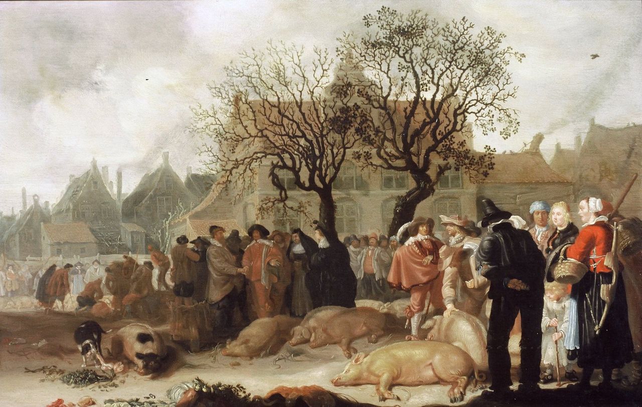 Сейбранд ван Бест. Свиной рынок. 1638
