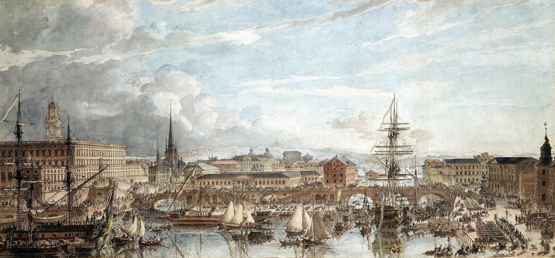 Луи Жан Депре, Шведские военные корабли, снаряженные в Стокгольме в 1788 году; акварель 1788