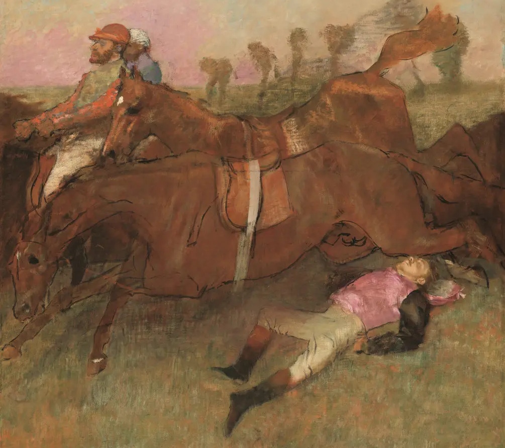 Эдгар Дега. Сцена на скачках: упавший жокей (фрагмент). 1866