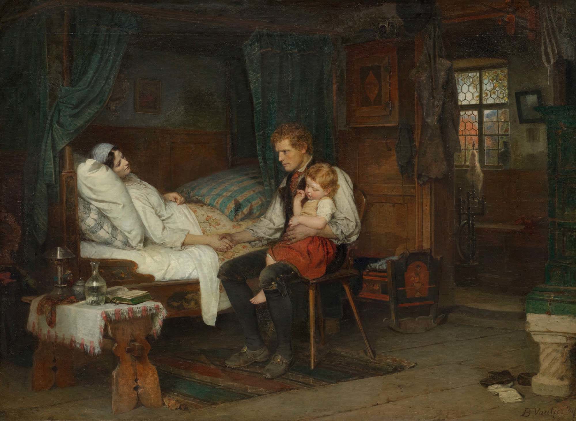 Беньямин Вотье. На больничной койке (Крестьянин прощается с умирающей женой). 1873