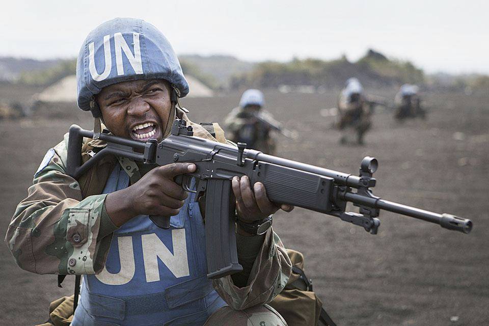 Южноафриканский солдат в интервенционной бригаде ООН в Демократической Республике Конго во время тренировки. 2013 г. (Фото: MONUSCO Photos)