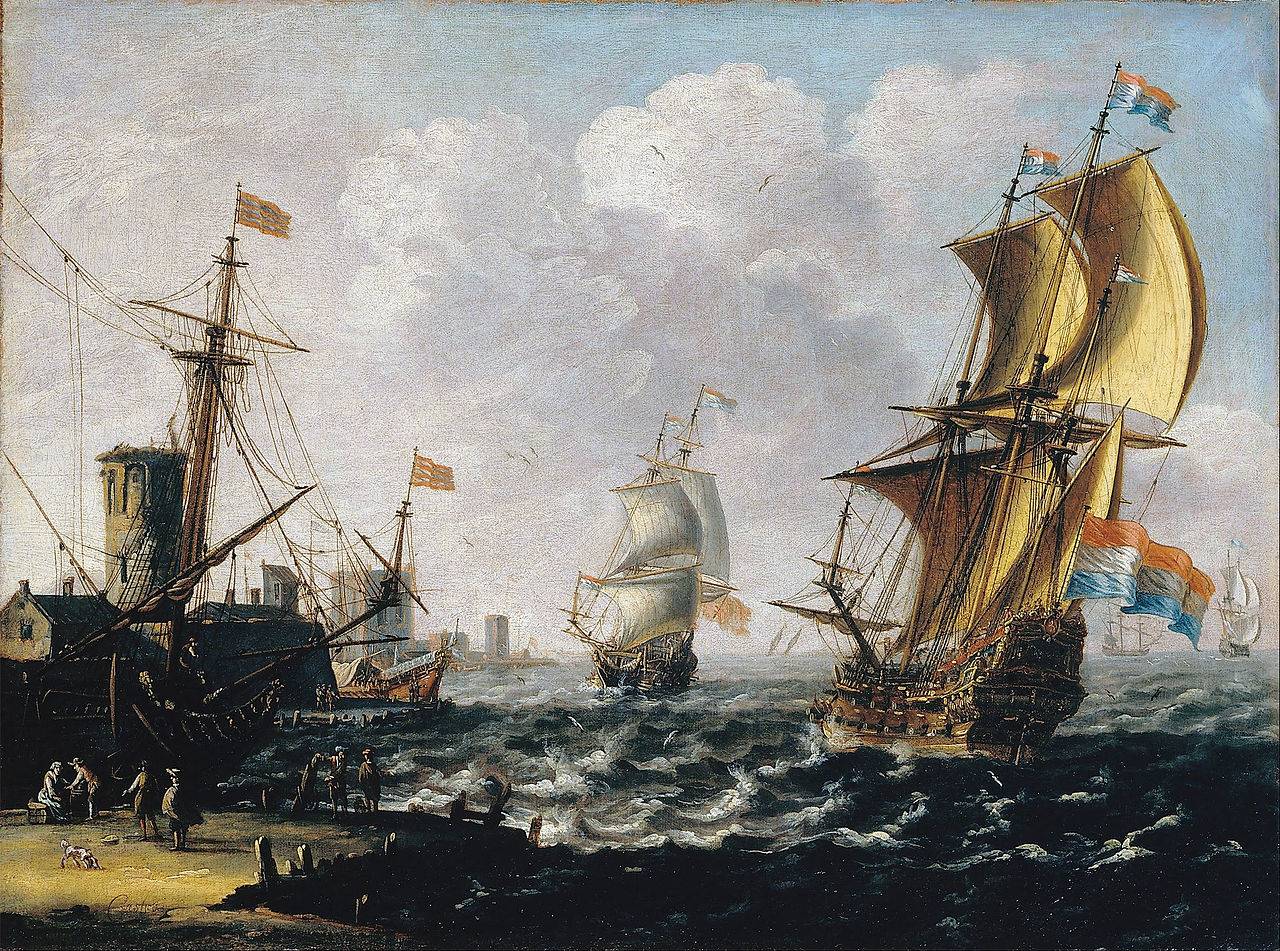 Лоренцо Кастро. Голландские корабли в бушующем море. До 1682.