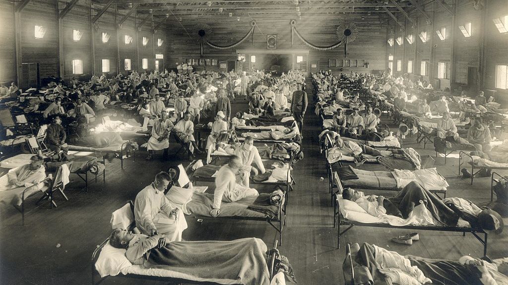 Госпиталь в США во время эпидемии гриппа в 1918 году