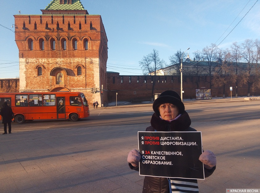 Пикет против дистанционного обучения в Нижнем Новгороде