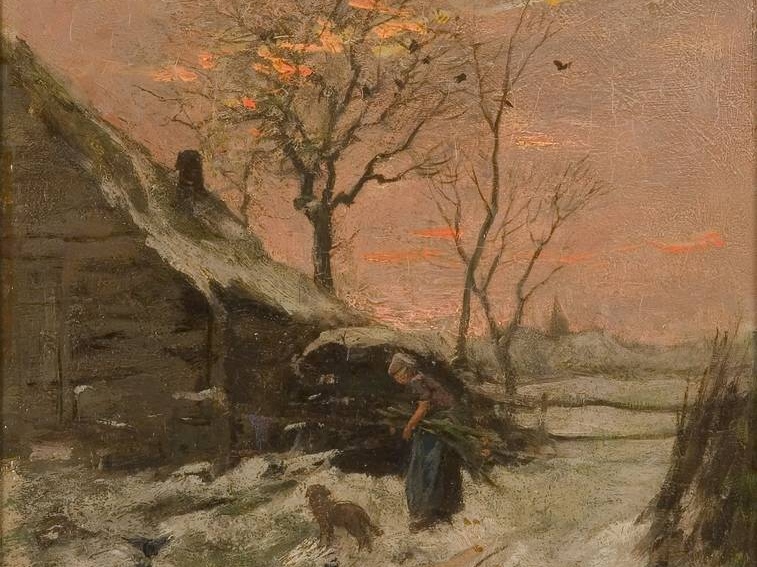 Антон Мауве. Зимний пейзаж (фрагмент). 1853-1888