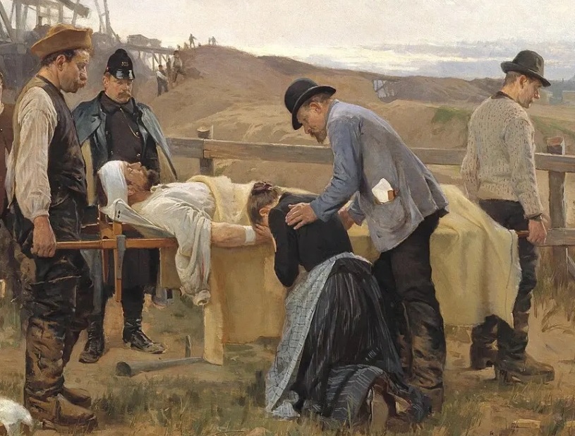 Хеннингсен Людвиг Эрик. Раненый рабочий (фрагмент). 1895