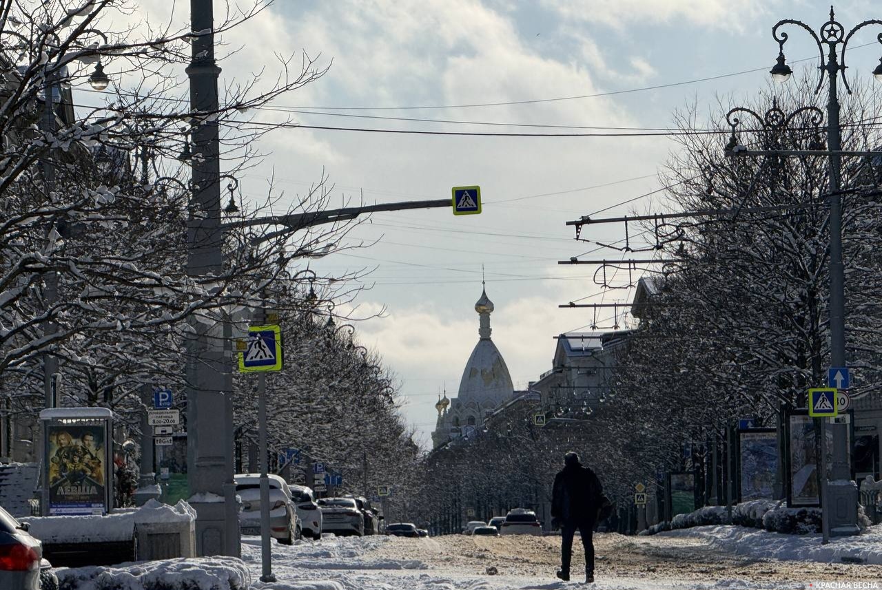 Улица Большая морская в снегу. Севастополь