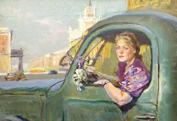 Валентин Поляков. Женщина за рулем. 1950