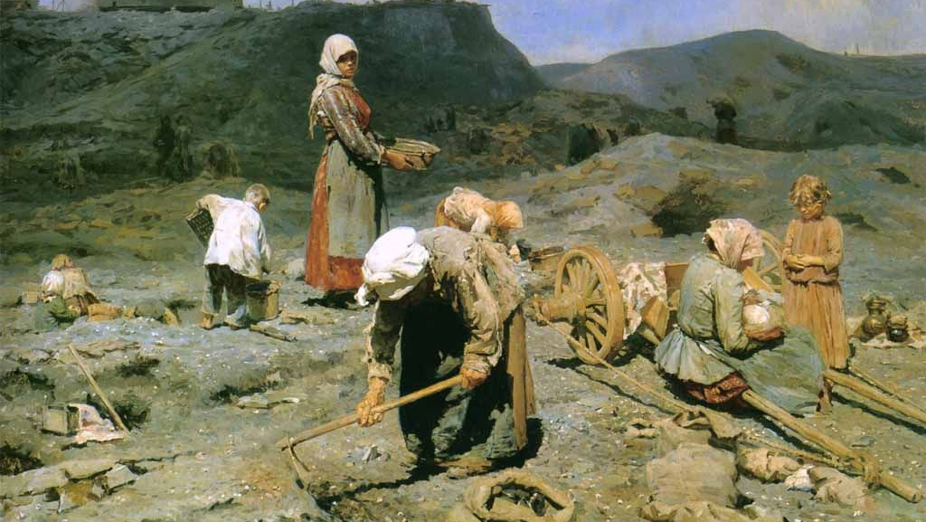 Николай Касаткин. Сбор угля бедными на отработанной шахте. 1894