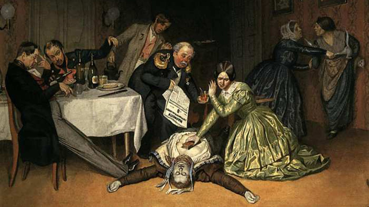 Павел Федотов. Все холера виновата (фрагмент). 1848