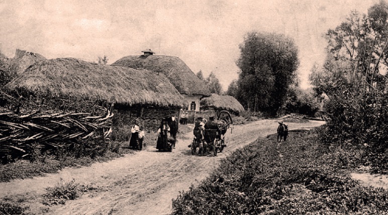 Малороссия. Улица в селе. Фото XIX века