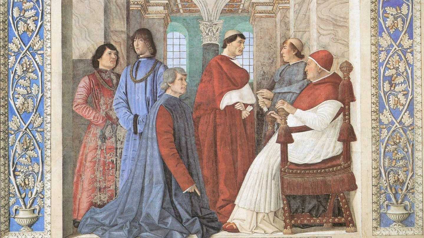 Малаццо да Форли. Сикст IV назначает Бартоломео Платина префектом Ватиканской библиотеки. 1477