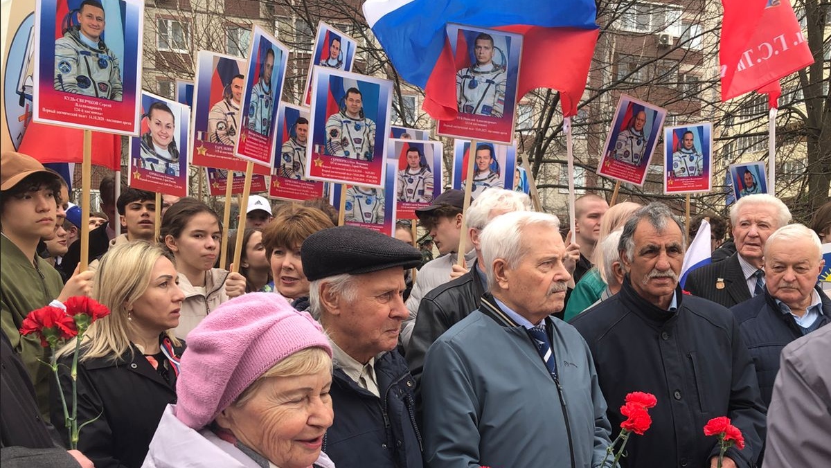 Ветераны Байконура на митинге 12 апреля. Краснознаменск