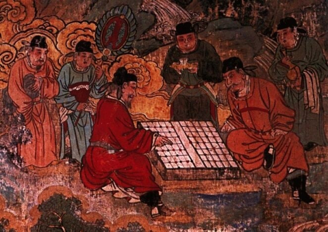 Неизвестный автор. Фреска храма Гуаншэн. Древнекитайские шахматы. XIII-XIV вв.