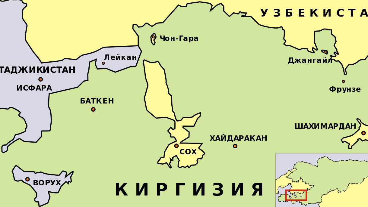 Таджикистан и Киргизия на карте