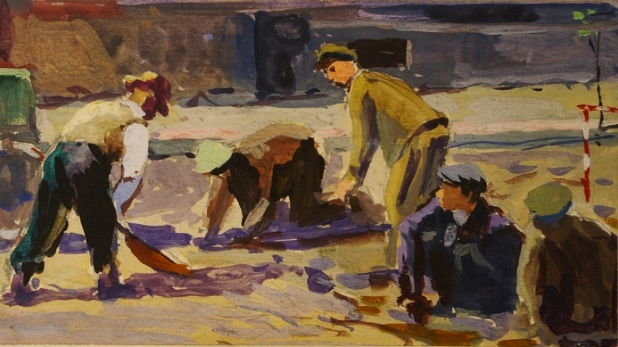 Владимир Семашкевич. Ремонт дороги (фрагмент). 1907