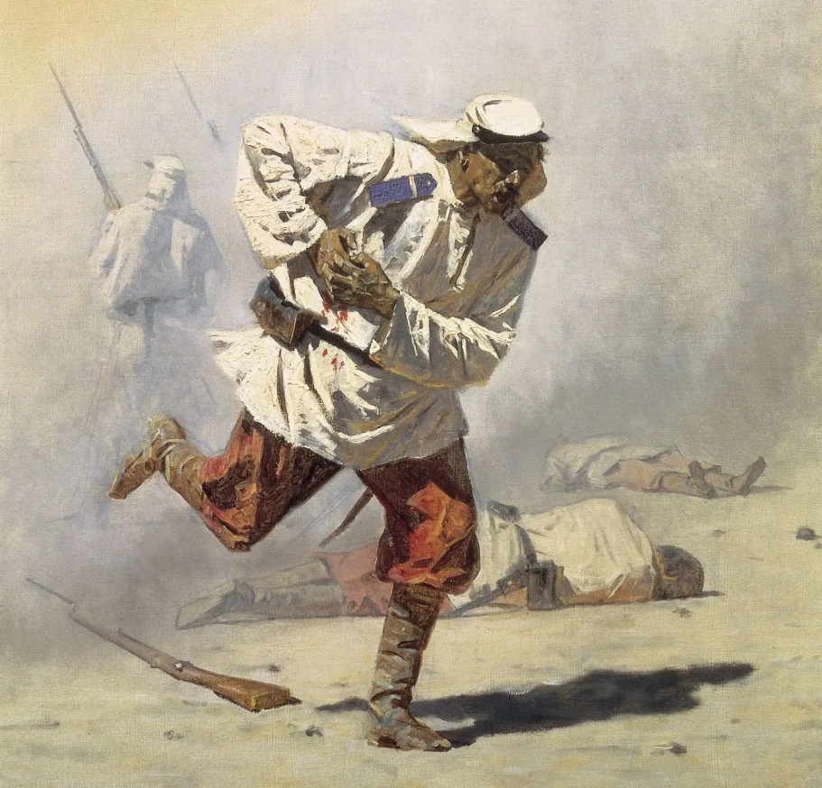Василий Верещагин. Смертельно раненный (фрагмент). 1873
