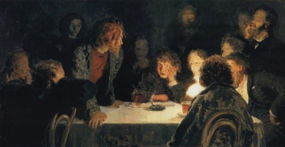 И.Репин. Сходка (При свете лампы). 1883