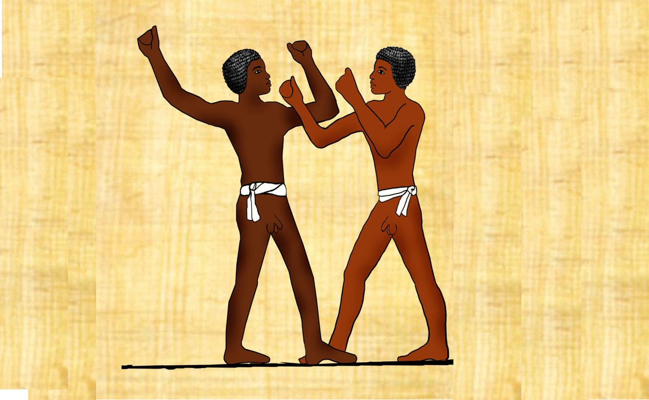 Кулачный бой. Изображение на стене усыпальницы Хеты I, XXI век до н. э.