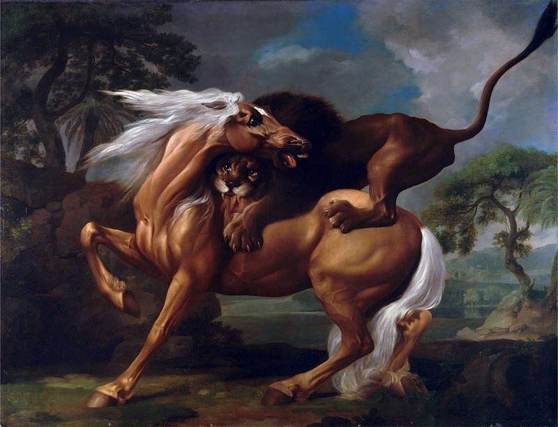 Джордж Стаббс. Лев атакует лошадь. 1762 год
