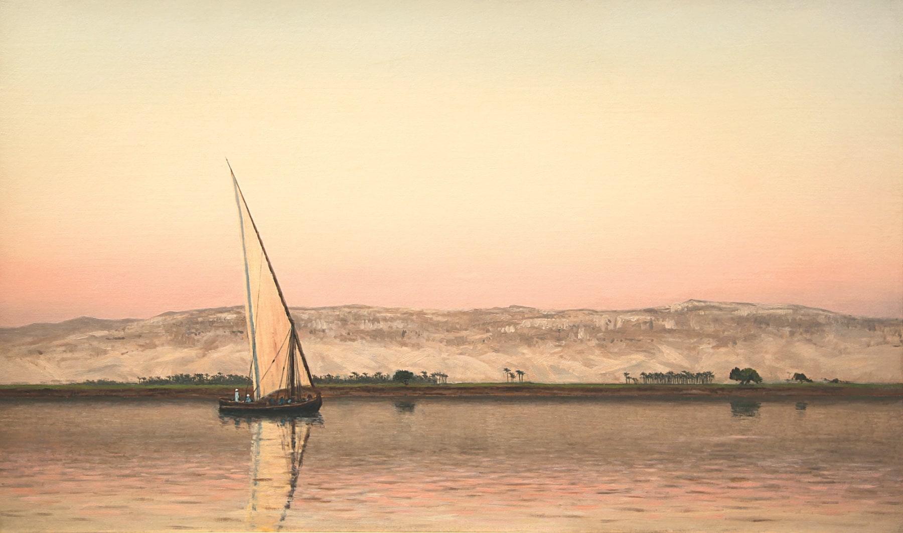 Локвуд де Форест. Одинокая фелука в сумерках близ острова Рода на Ниле. 1876