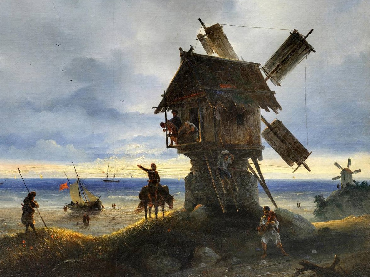Иван Айвазовский. Ветряная мельница на берегу моря (фрагмент). 1837