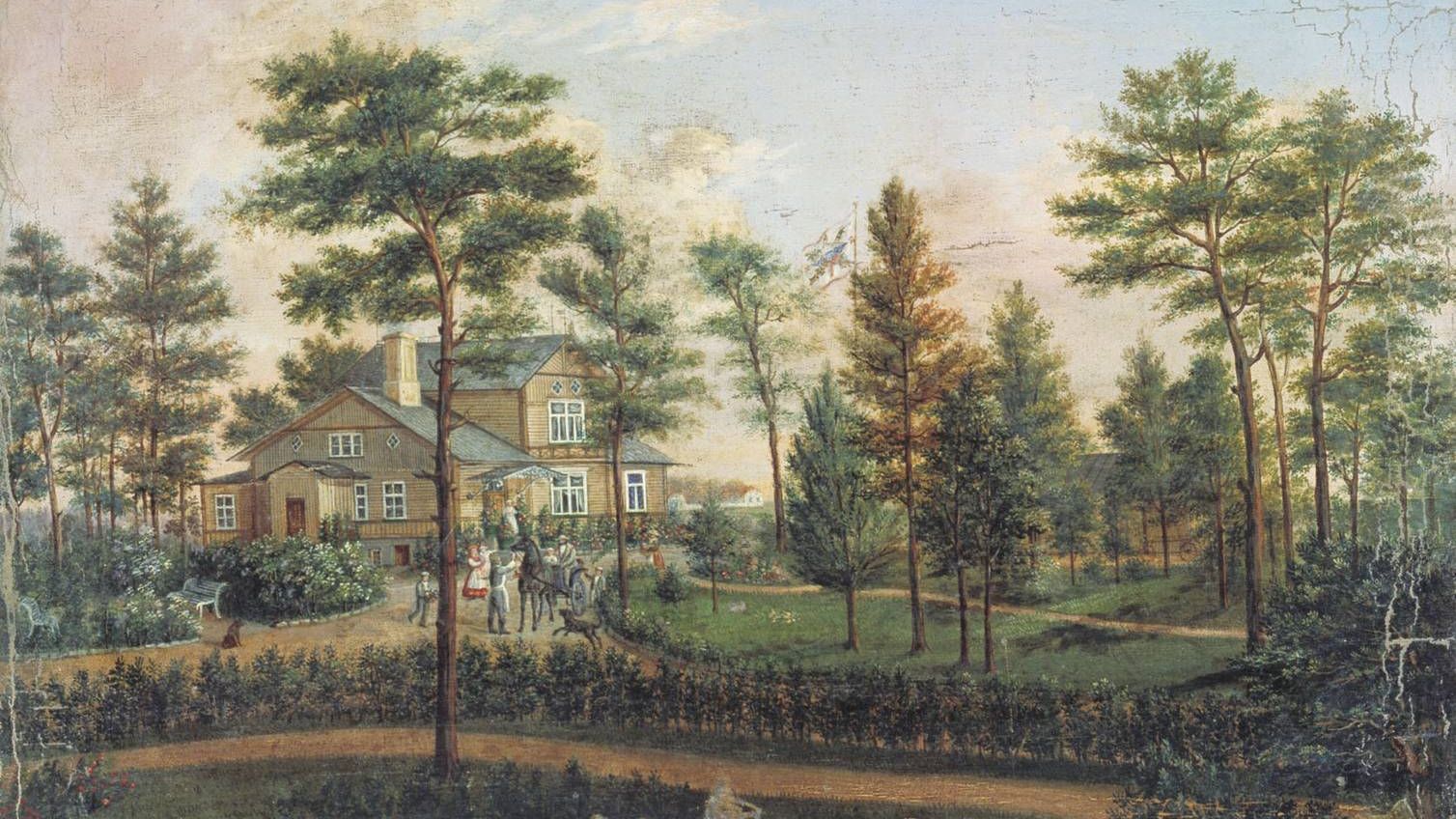 Галактионов Степан. Дача в парке (фрагмент). 1852
