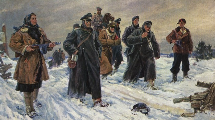 Анатолий Шибнев. Пленных ведут. 1947