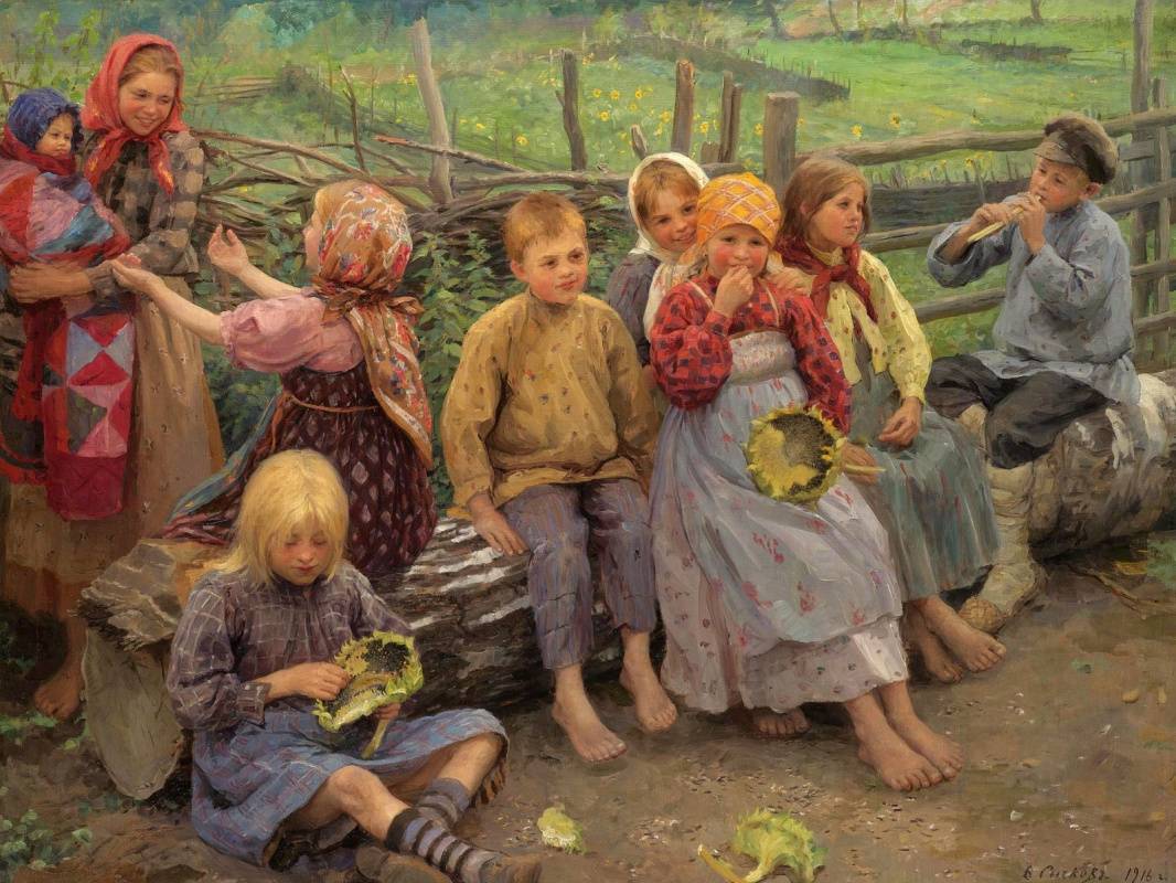 Федот Сычков. Дети с подсолнухами. 1916