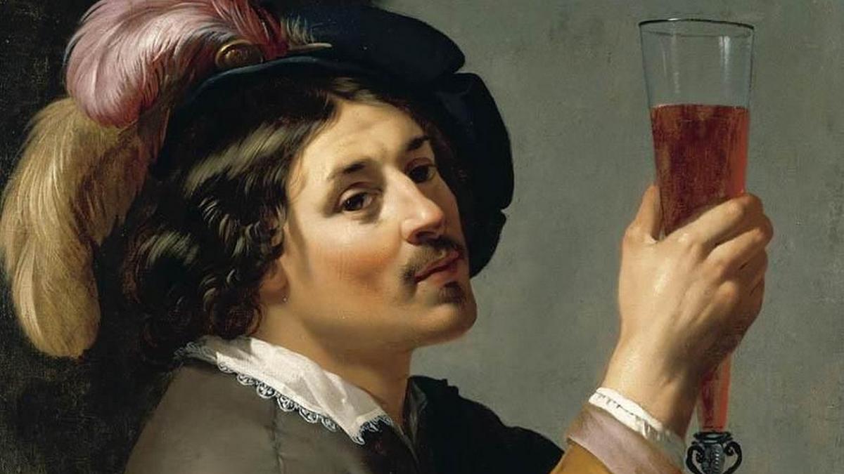 Ян Херманс Ван Бейлерт. Молодой человек пьет бокал вина (фрагмент). 1640