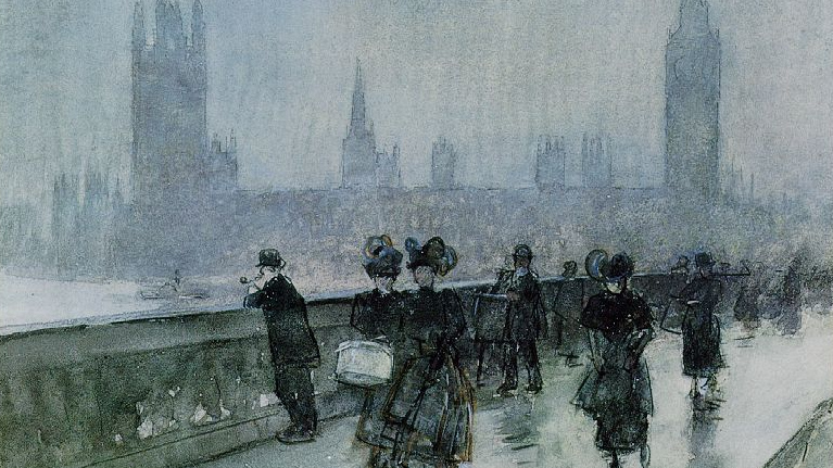 Чайльд Гассам. Вестминстерский мост. Лондон. Фрагмент. 1898
