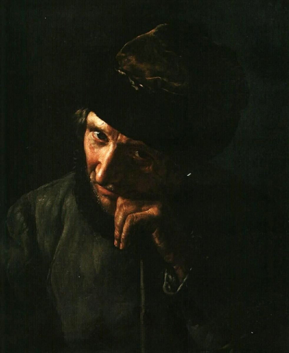 Василий Тропинин. Старик ямщик, опирающийся на кнутовище. 1820-е