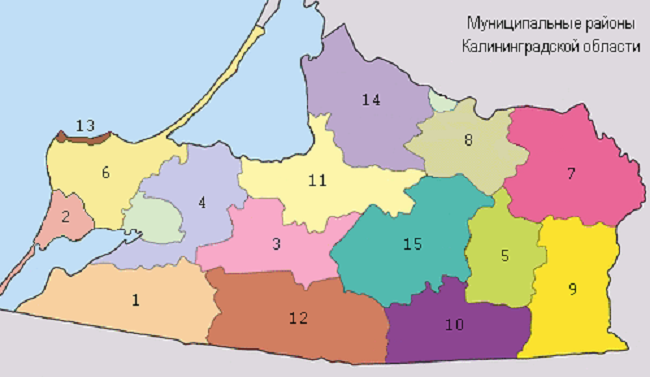Административная карта Калининградской области