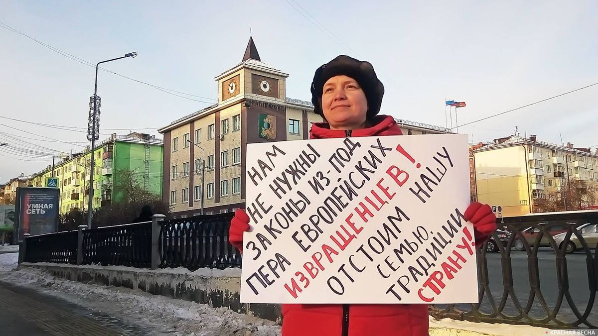 Пикет против закона о семейно-бытовом насилии в Первоуральске
