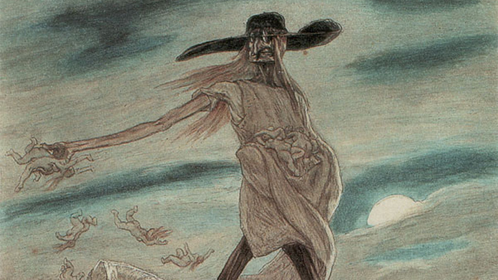 Фелисьен Ропс. Сатана сеющий плевелы (фрагмент). 1882
