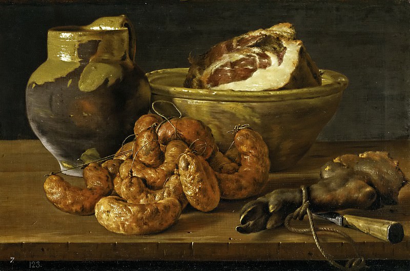 Луис Эгидио Мелендес. Натюрморт: колбаса и ветчина. 1772