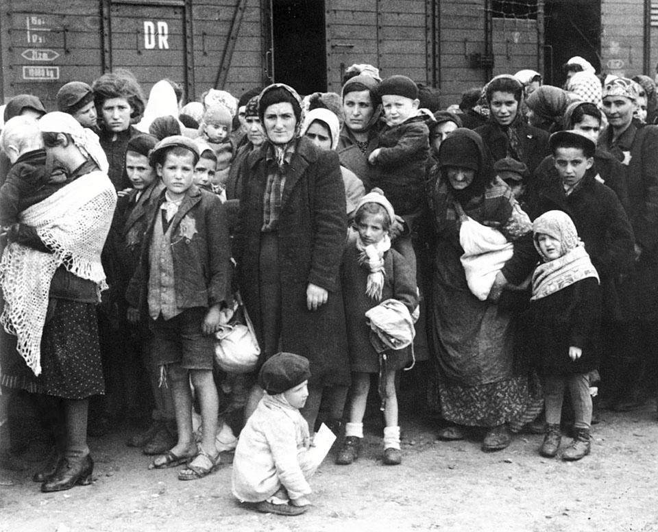 Прибытие поезда с венгерскими евреями в Освенцим, лето 1944