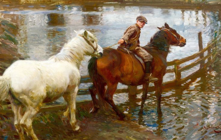 Альфред Джеймс Маннингс. Переход через брод. 1909