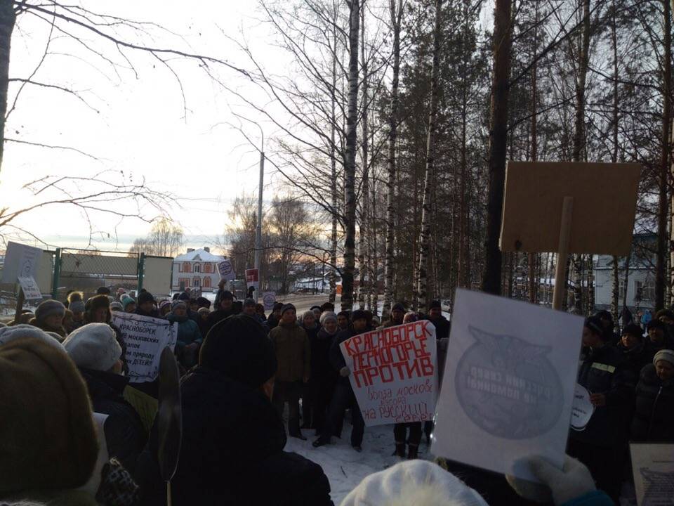 Массовый пикет в селе Красноборск Архангельской области 2 декабря 2018 года
