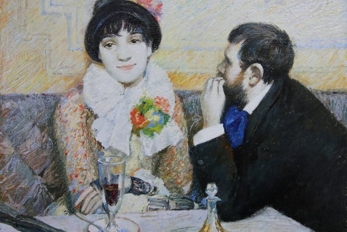 Федерико Дзандоменеги. Пара в кафе. 1885