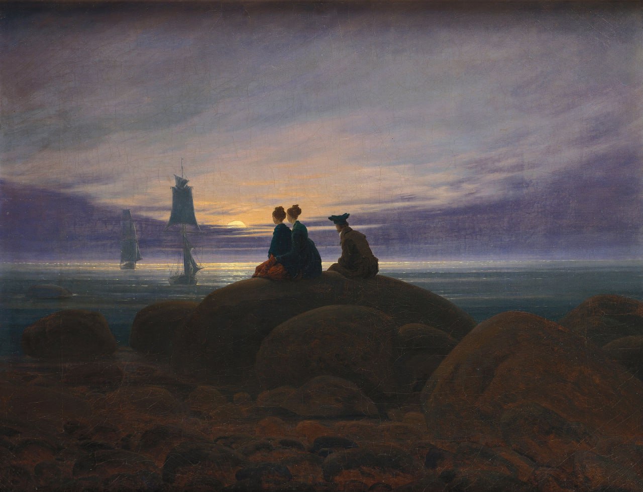 Восход Луны над морем, Каспар Давид Фридрих, деталь картины, 1822.