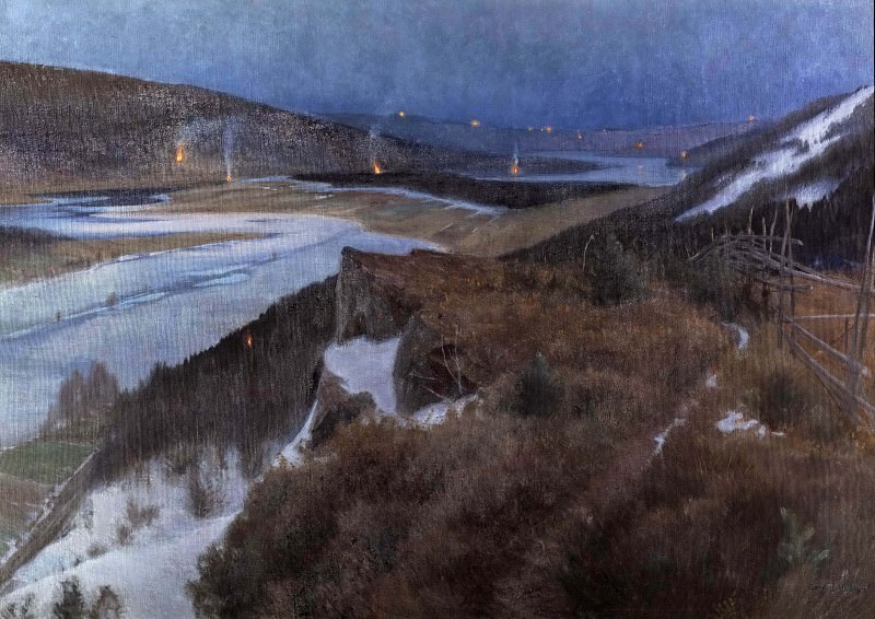Аншельм Шульцберг — Вальпургиева ночь в Бергслагене, Грангарде в Даларне. 1896