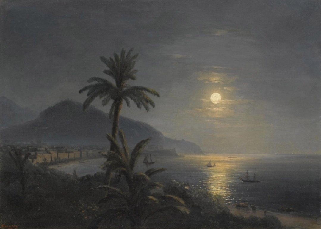 Иван Айвазовский. Пальмы около моря при луне. 1874