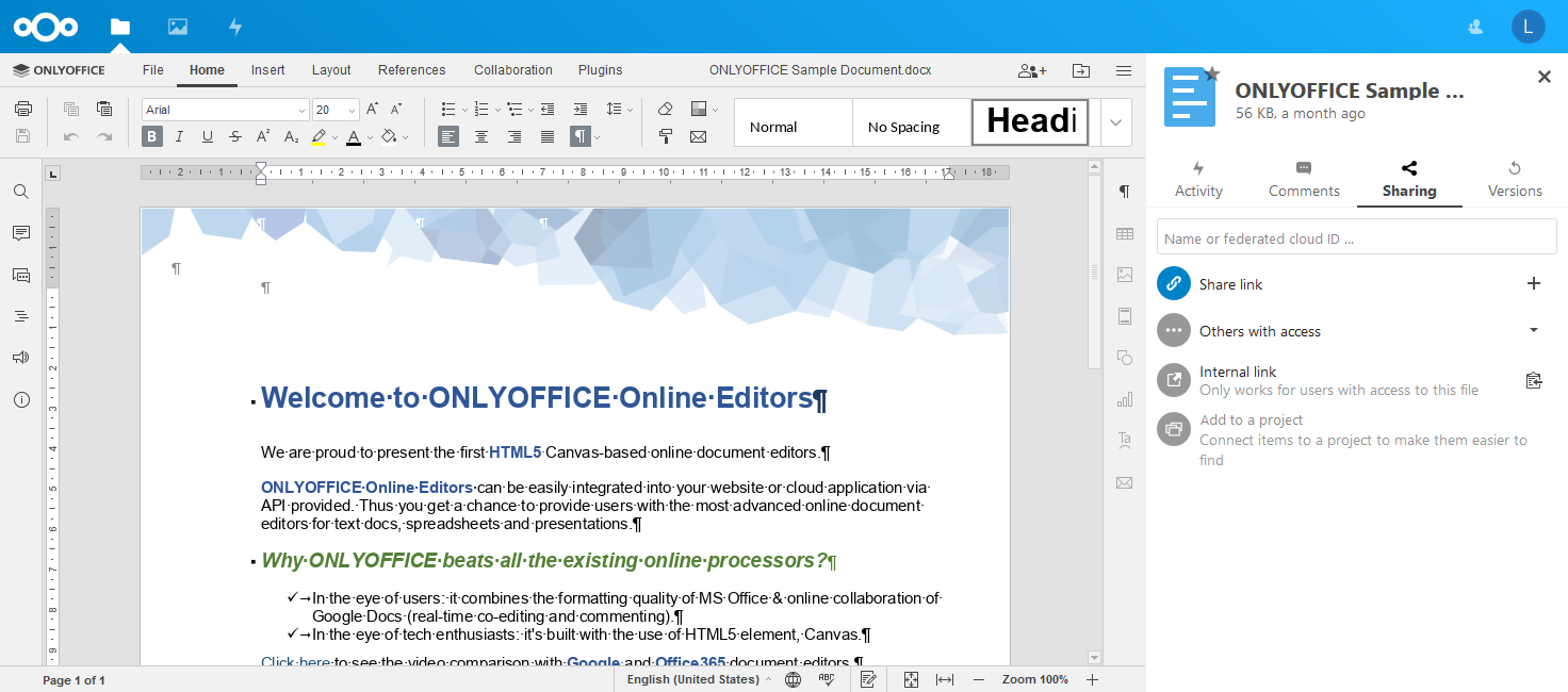 ONLYOFFICE в среде Nextcloud Hub