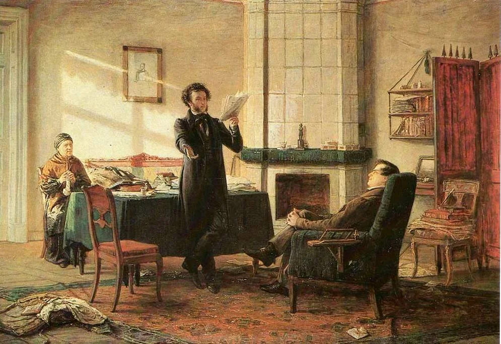 Николай Ге. «Пущин в гостях у Пушкина в Михайловском». 1875