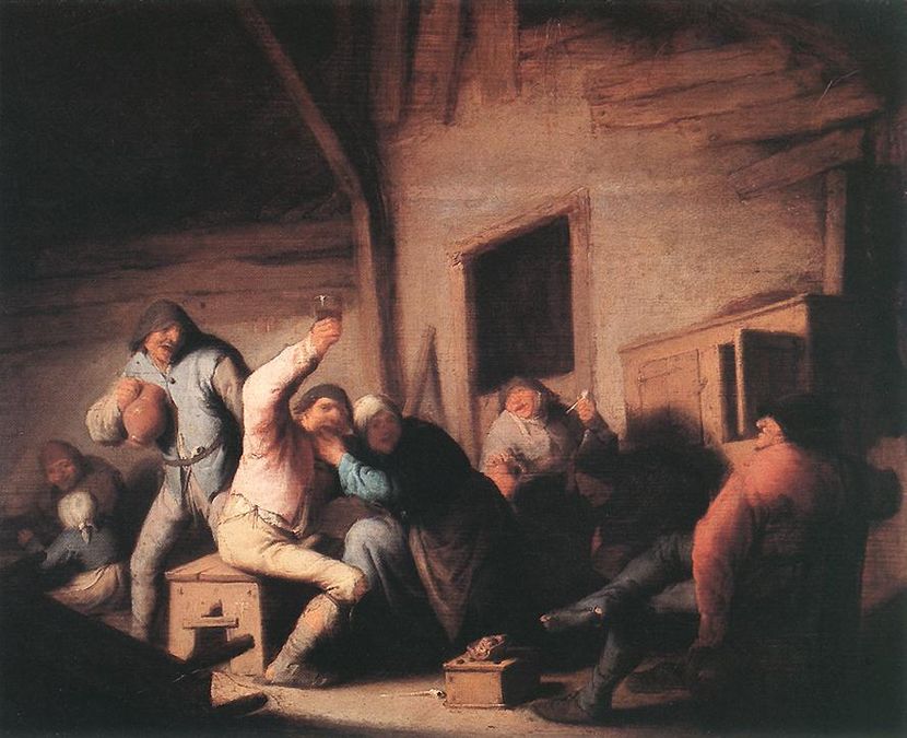 Адриан ван Остаде. Крестьяне в таверне. 1635